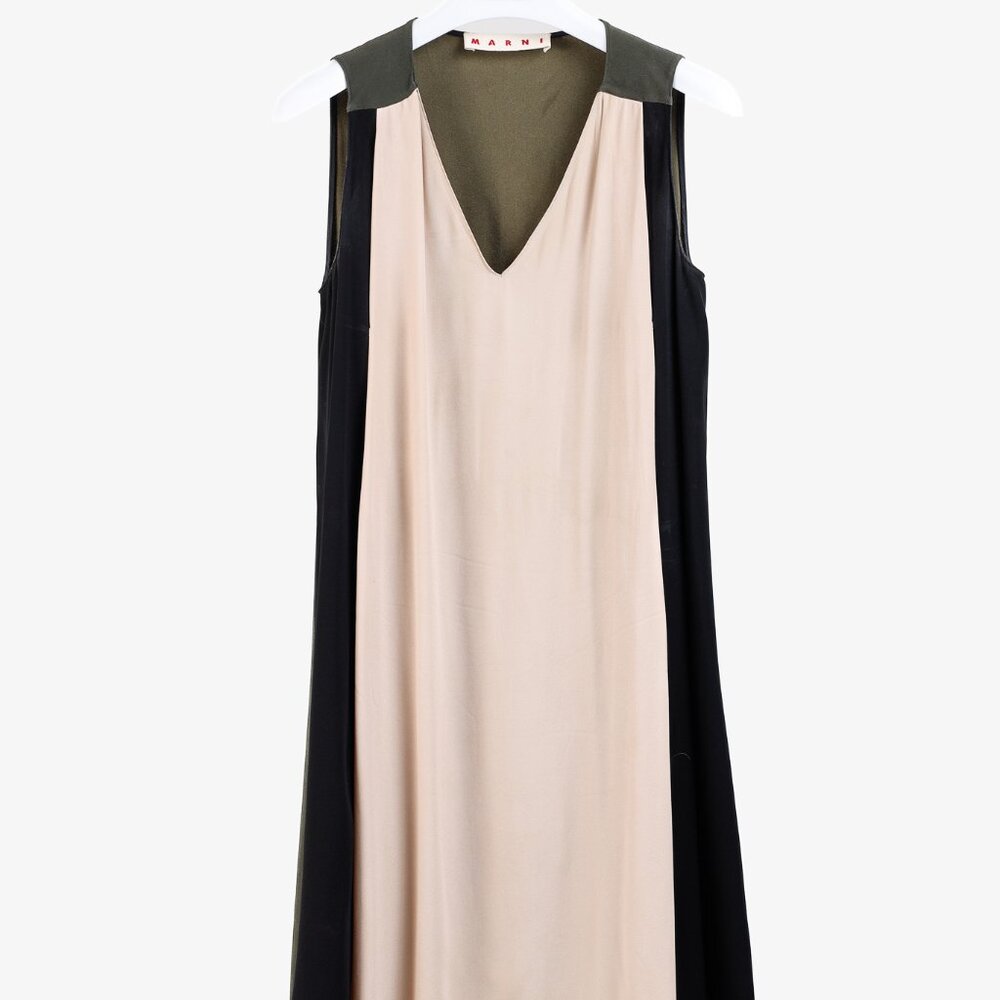 Marni Nude, Black & Green Colourblock Sleeveless Dress
